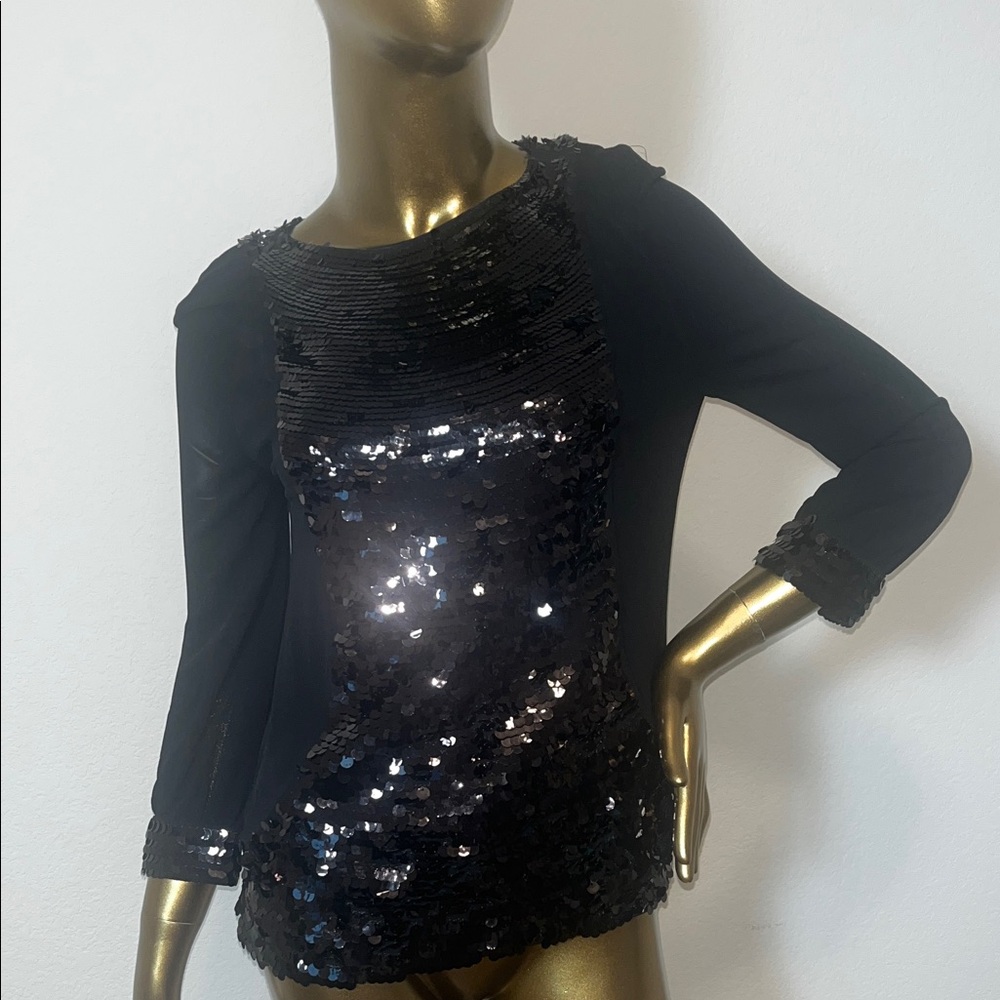 Karl Lagerfeld Black Sequin Blouse